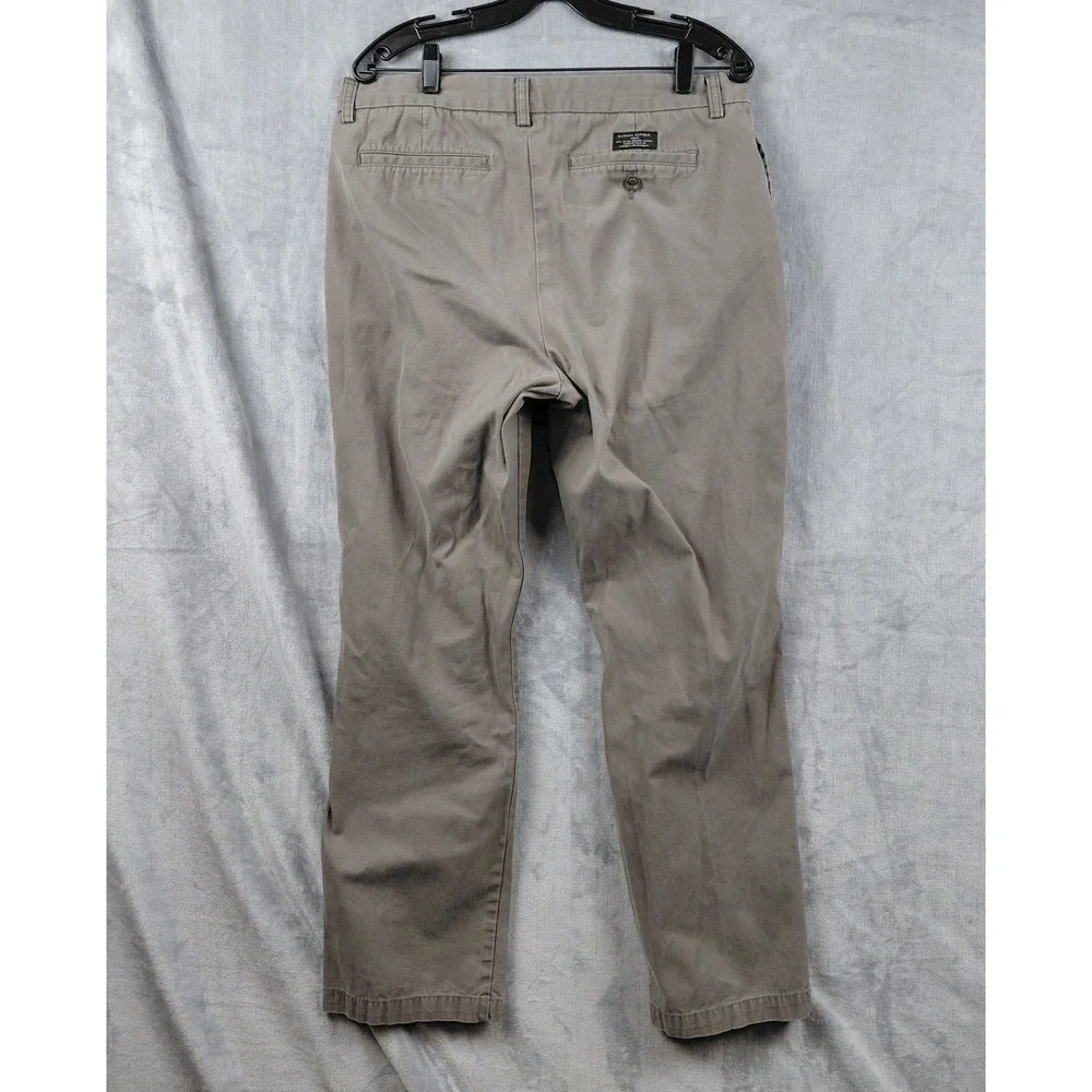 Banana Republic Gavin Flat Front Chino Pants Mens 35x32 Khaki Straight‎ Cotton